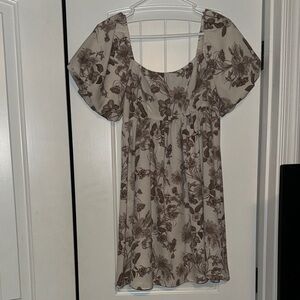 Altar'd State Cream and Brown Floral Dress